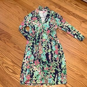 Lilly Pulitzer long sleeve cotton/spandex dress with elastic high waste